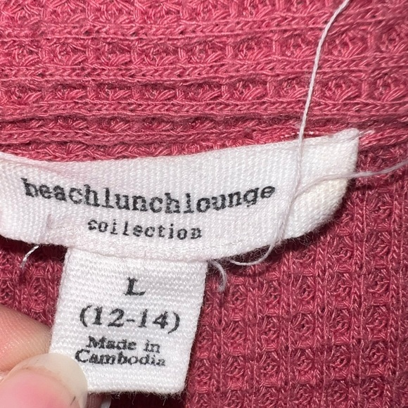 Beachlunchlounge Women’s Pink Waffle Knit Sweater Size L - Picture 2 of 4